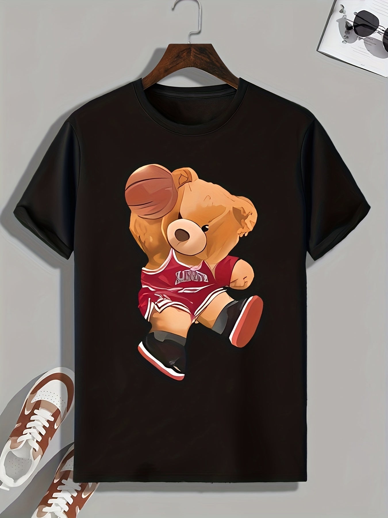 Teddy Bear Basketball Player T-shirt Active Tee For Summer