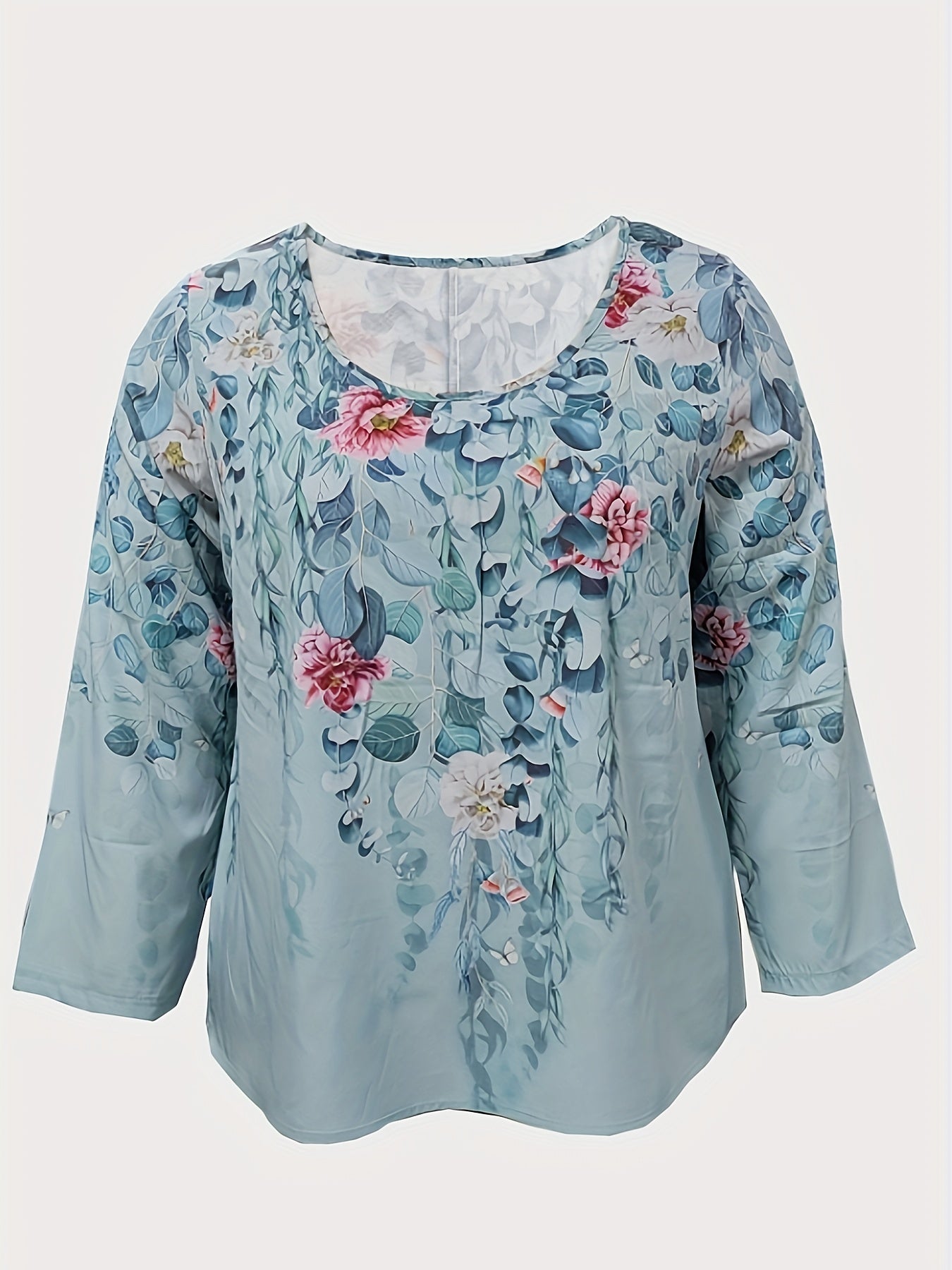 Floral Print Long Sleeve Top & Wide Leg Pants Set