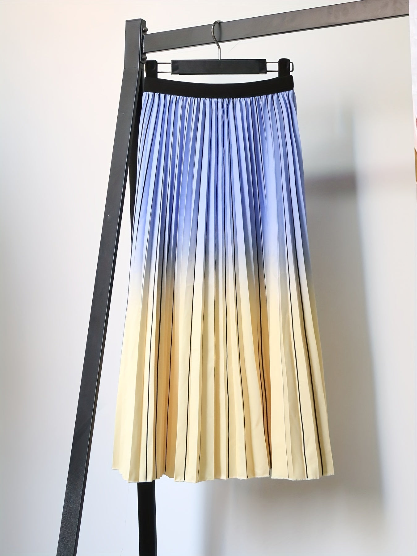 Block Pleated Skirt Beach Vacation Casual Skirt Women's Clothing