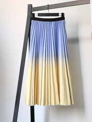 Block Pleated Skirt Beach Vacation Casual Skirt Women's Clothing