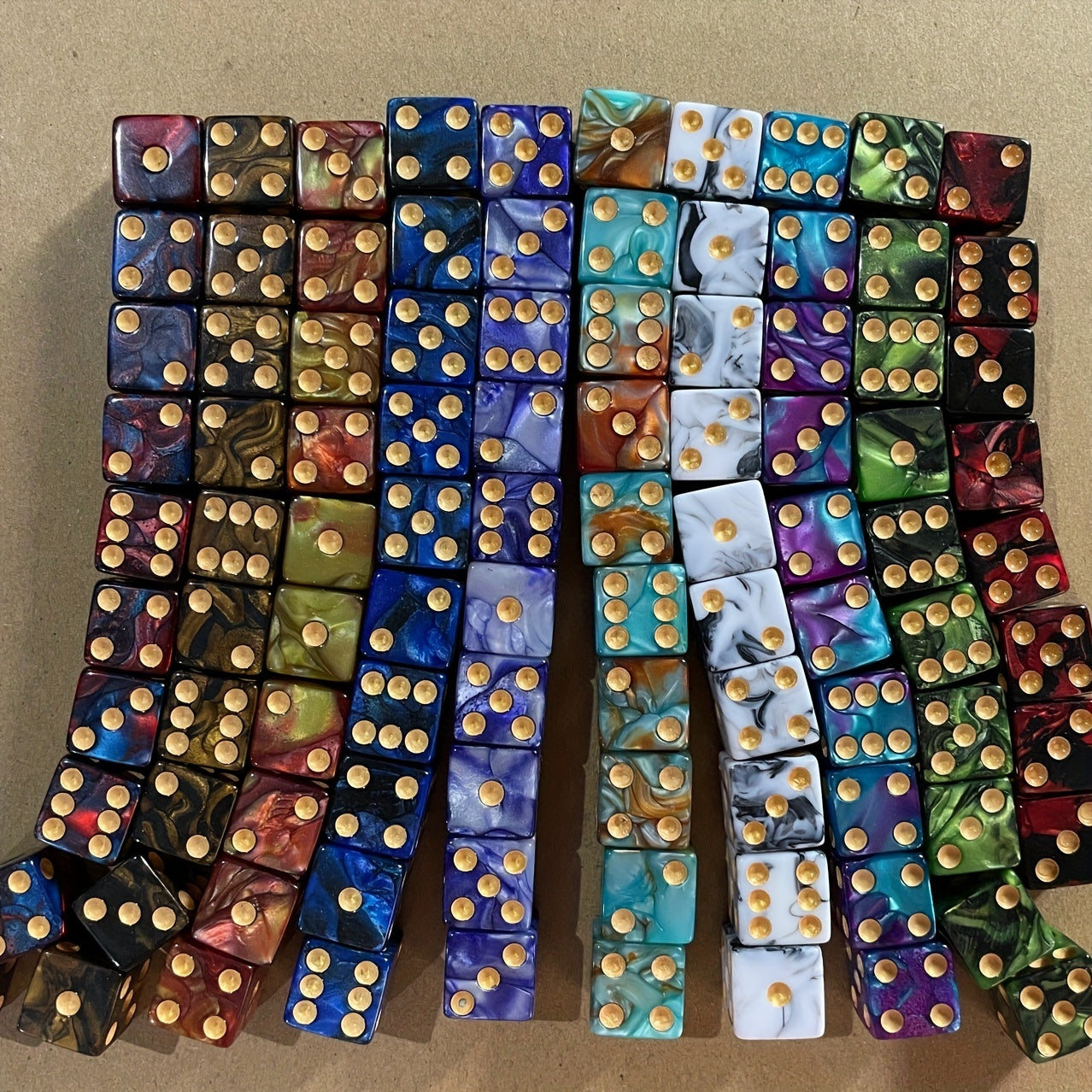 16MM 6-Sided Dice Set 10 Colors Acrylic With Velvet Bag