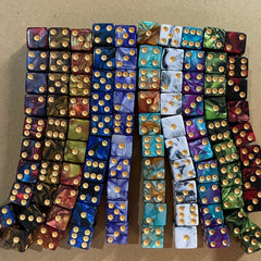 16MM 6-Sided Dice Set 10 Colors Acrylic With Velvet Bag