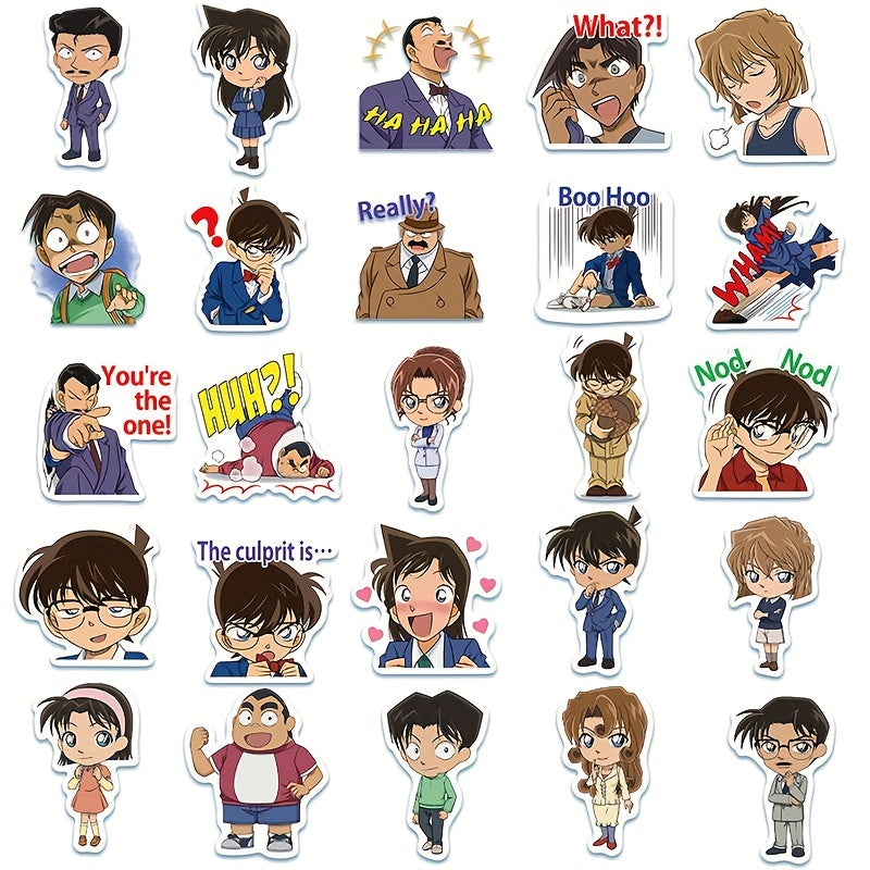 50pcs Anime Detective Stickers For Phone Laptop Skateboard Waterproof