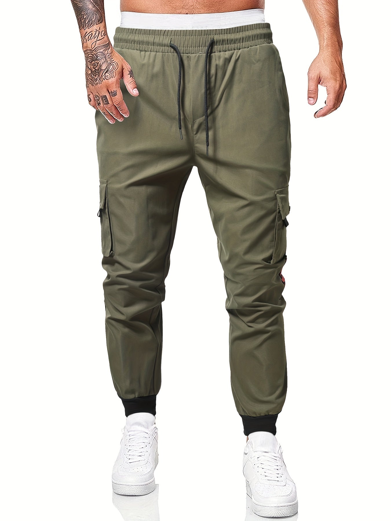 Men's Drawstring Cargo Pants with Large Pockets