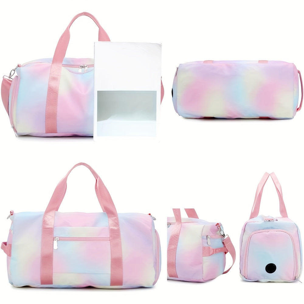 Portable Folding Shoulder Crossbody Bag Rainbow Gradient Sports Style