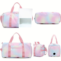 Portable Folding Shoulder Crossbody Bag Rainbow Gradient Sports Style