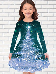 Girls' Magical Forest Long Sleeve Dress for Fall