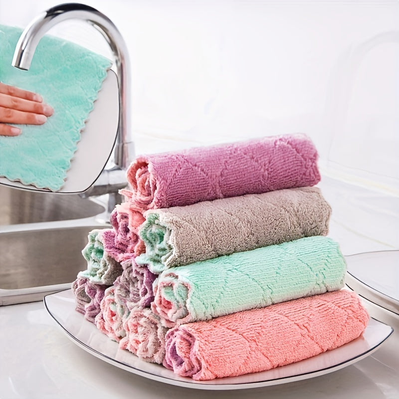 10pcs Coral Fleece Dish Cloths Microfiber Towels for Kitchen Bathroom Car