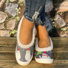 Women's Christmas Cat Pattern Slip-On Sneakers
