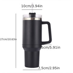 Leopard Print Car Tumbler Handle & Straw 304 Stainless Steel Insulated Cup