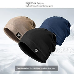 Double Layer Warm Cap Scarf 2 In 1 Winter Riding Cap Windproof Skull Cap