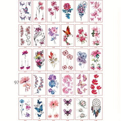30 Sheets Flowers Temporary Tattoos For Women Waterproof Body Art Stickers