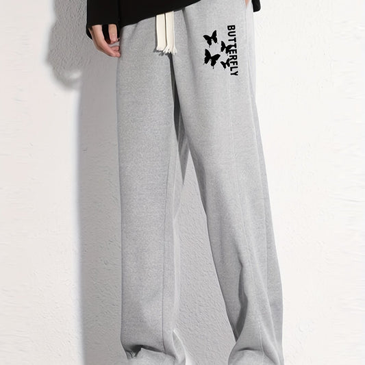 Butterfly Graphic Print Men's Loose Sweatpants Casual Jogger Pants