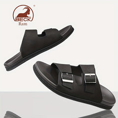Men's Buckle Strap Slip On Slide Sandals Outdoor Slippers