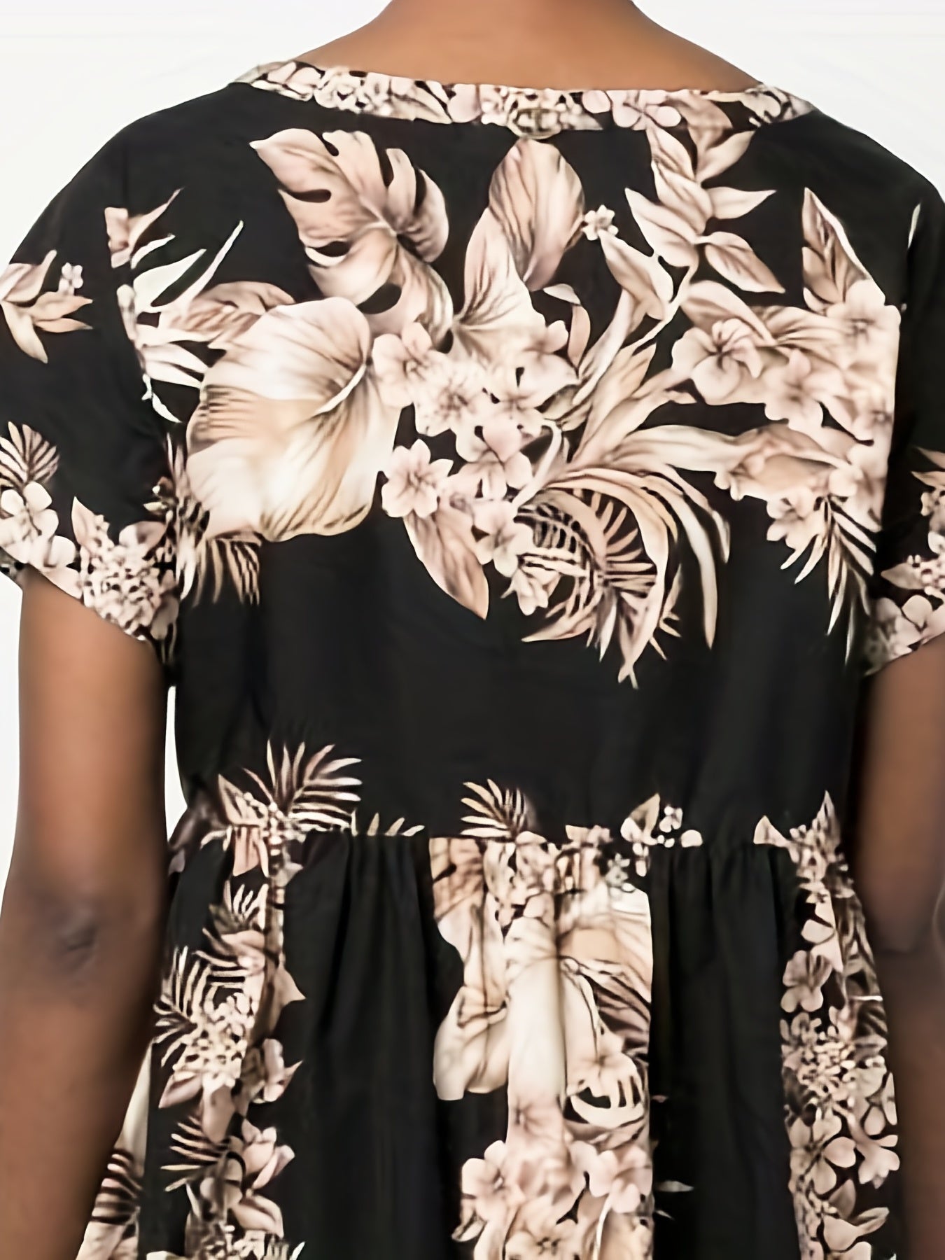 Tropical Print Short Sleeve Dress