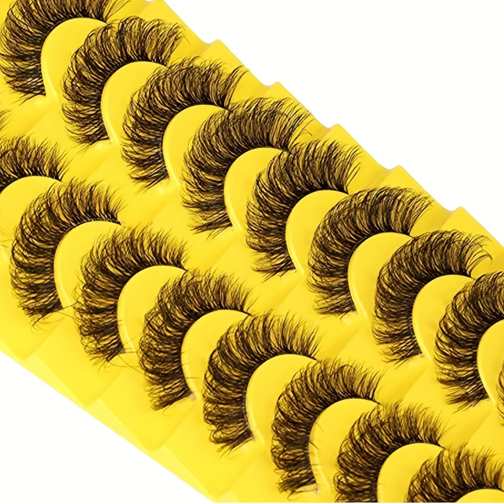10 Pairs Fluffy 3D Natural Volume Curly False Eyelashes for Party Daily Use