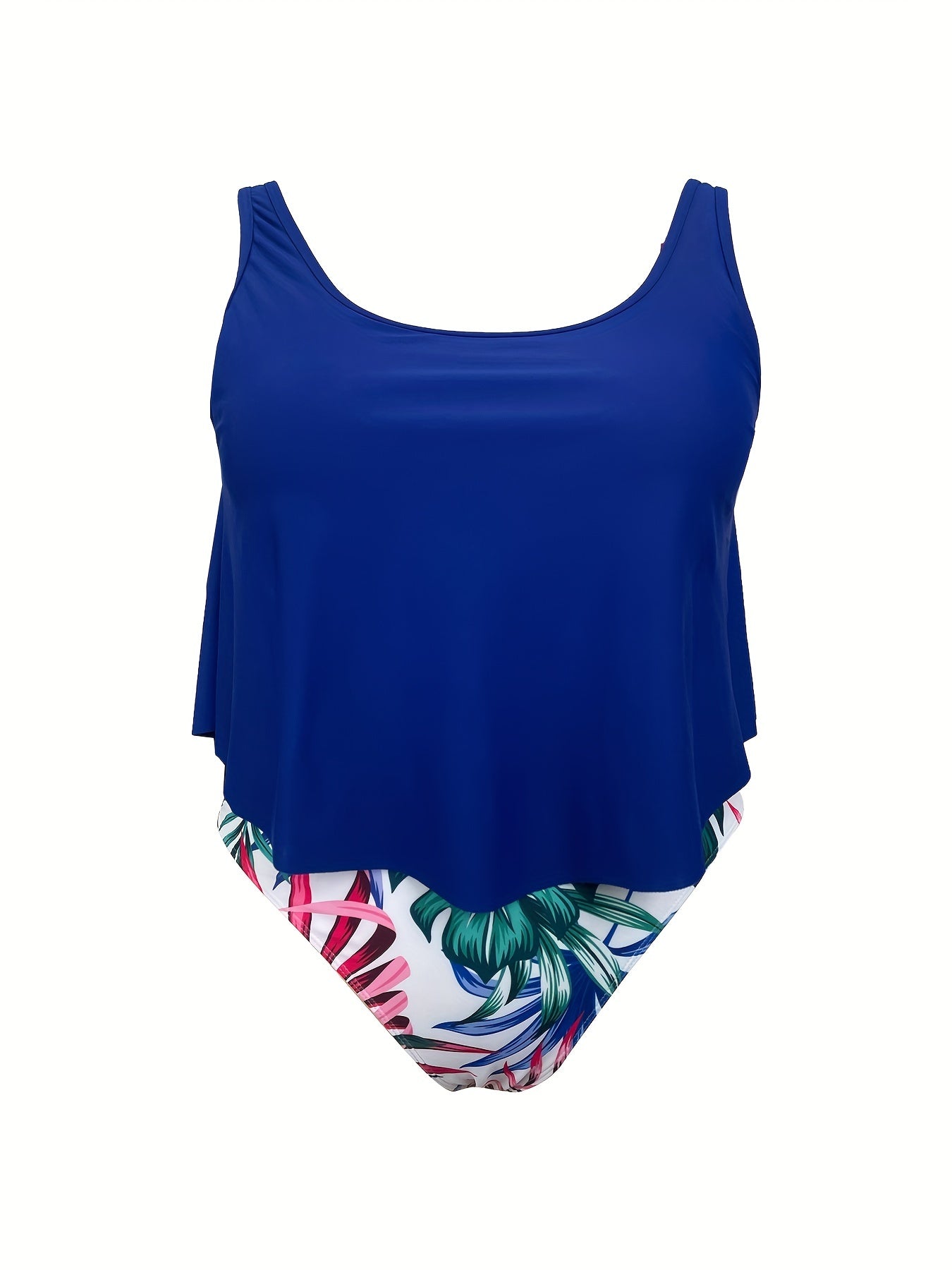 Vacay Tankini Set Women's High Stretch Tank Top & Tropical Print