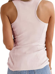 Solid Tank Top Scoop Neck Sleeveless Summer Top
