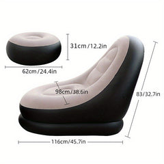 Inflatable Deck Chair With Footrest Stool Foldable Lounger Sofa