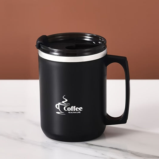 Double Layer Mug with Lid Coffee Cup Milk Cup Water Cup for Office Bedroom Study