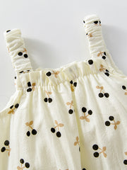 Baby Girls Star Print Suspender Pants & Hat Set