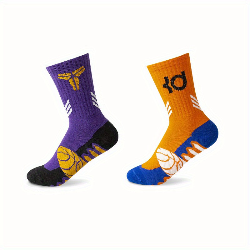 Children's Casual Sports Socks 2 Pairs, Ages 7-15, Football Basketball Running