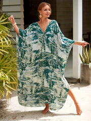 Chain Print Bat Sleeve Cover Up Dress
