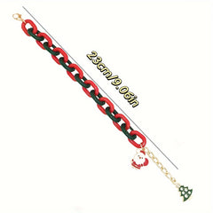 Christmas Bracelet Snowflake Elk Pendant Adjustable Chain Bracelet