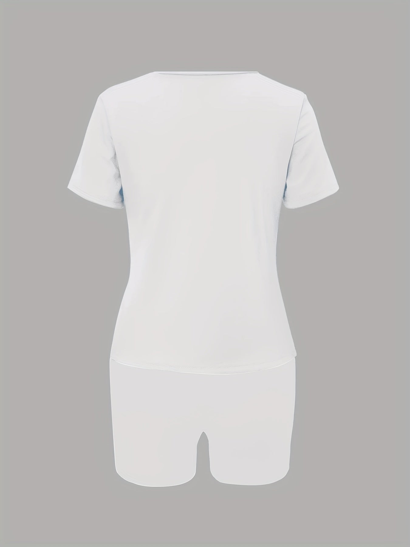 Lips Print 2-Piece Outfit Short Sleeve T-Shirt & Shorts Set