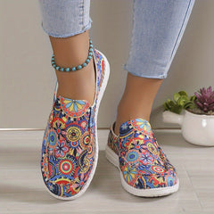 Women's Floral Slip-On Loafers Canvas Shoes Lightweight Casual Sneakers
