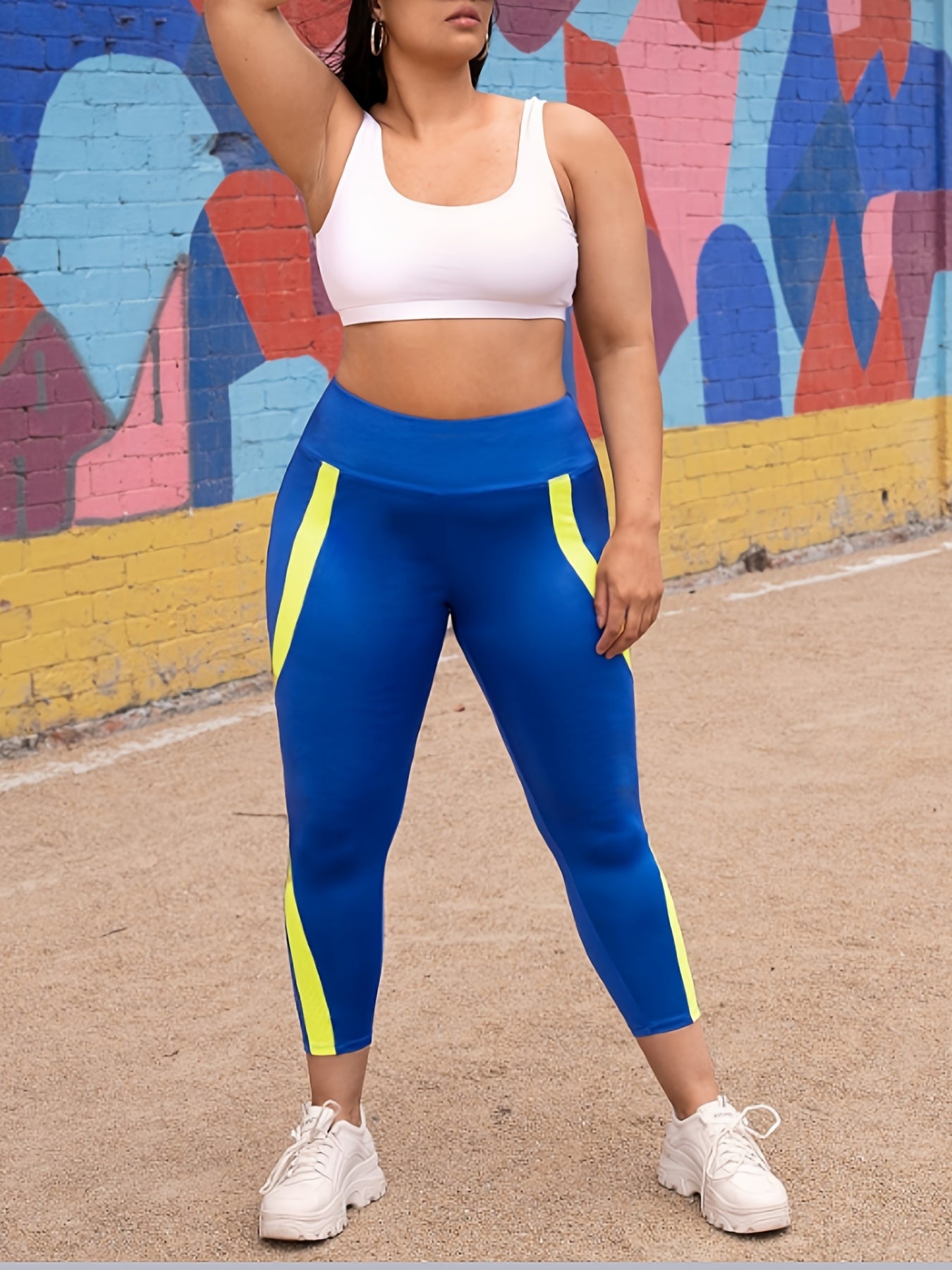 Colorblock Yoga Leggings Women's High Rise Medium Stretch Pants