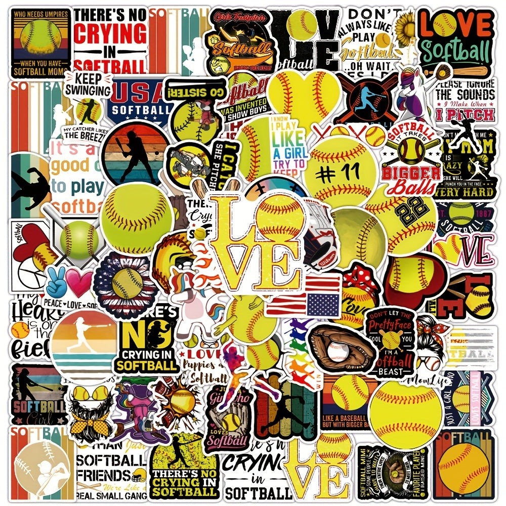 Softball Stickers Vinyl Waterproof Decal for Girls Water Bottles Laptop Car