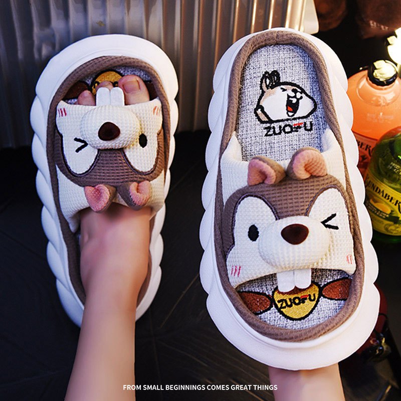 Women's Cartoon Slippers Thick Bottom Non-slip Home Slides