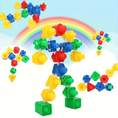 Colorful Building Blocks Toy with Shape Matching Game