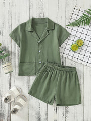 Boys Vintage Button Top & Shorts Set