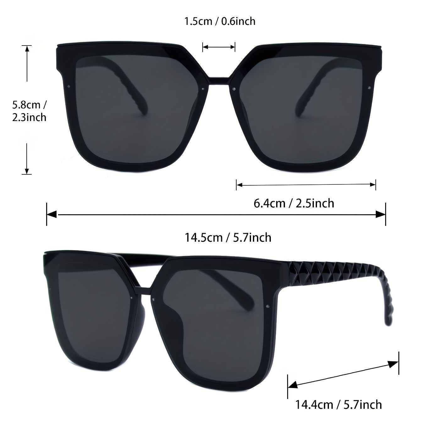 Large Square Sunglasses Rivet Anti Glare UV400 Sun Shades for Driving