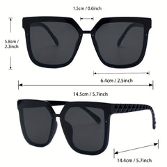 Large Square Sunglasses Rivet Anti Glare UV400 Sun Shades for Driving