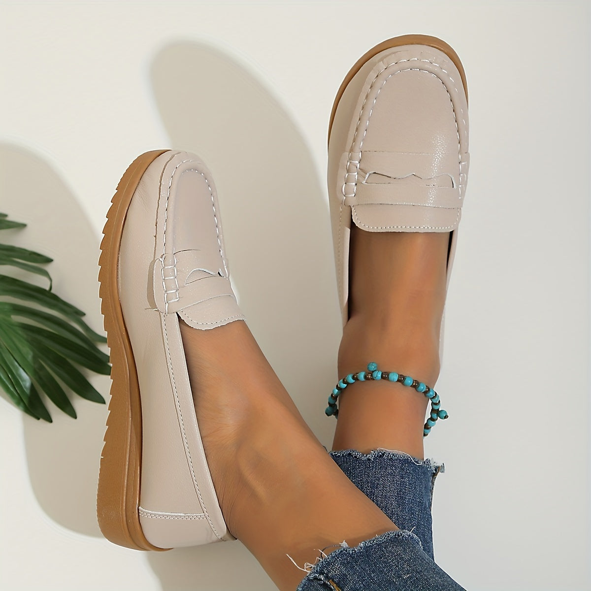 Women's Flat Loafers Faux Leather Slip On Shoes