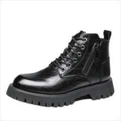 Men's Preppy Combat Boots Side Zipper Casual Lace Walking Shoes
