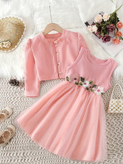 Girls Long Sleeve Jacket & Plaid Skirt Set for Party