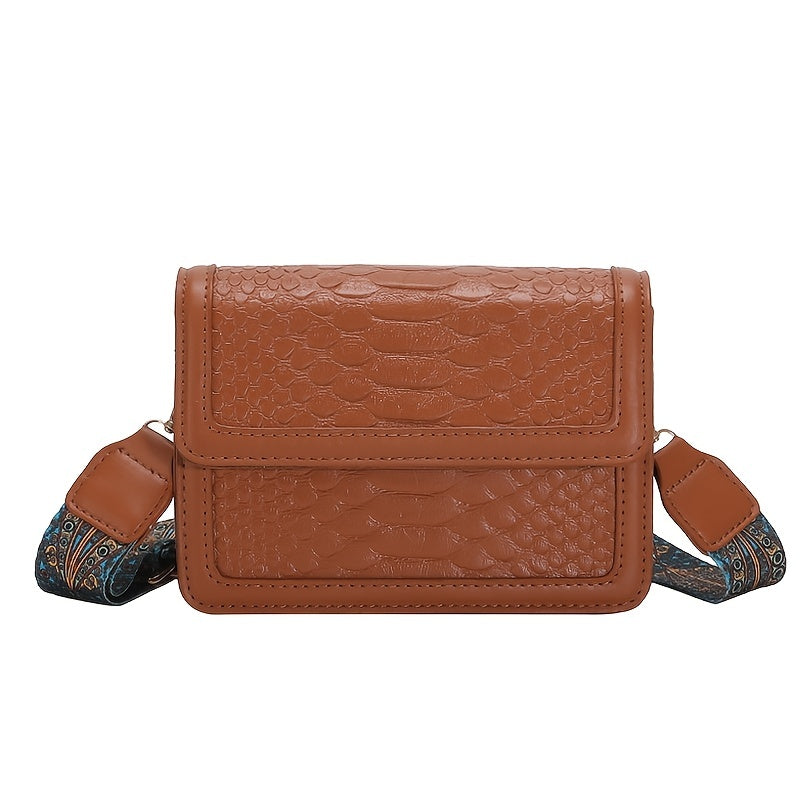 Textured Flap Square Bag Women's Casual Shoulder Bag
