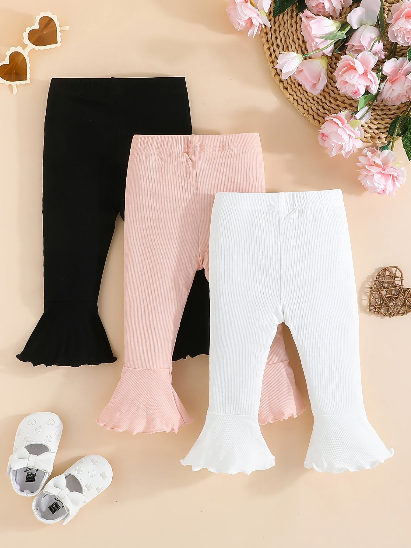 Baby Girls Bowknot Flared Leggings Set Kids Comfy Trousers