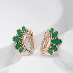 Green Marquise Zircon Earrings Golden Party Jewelry