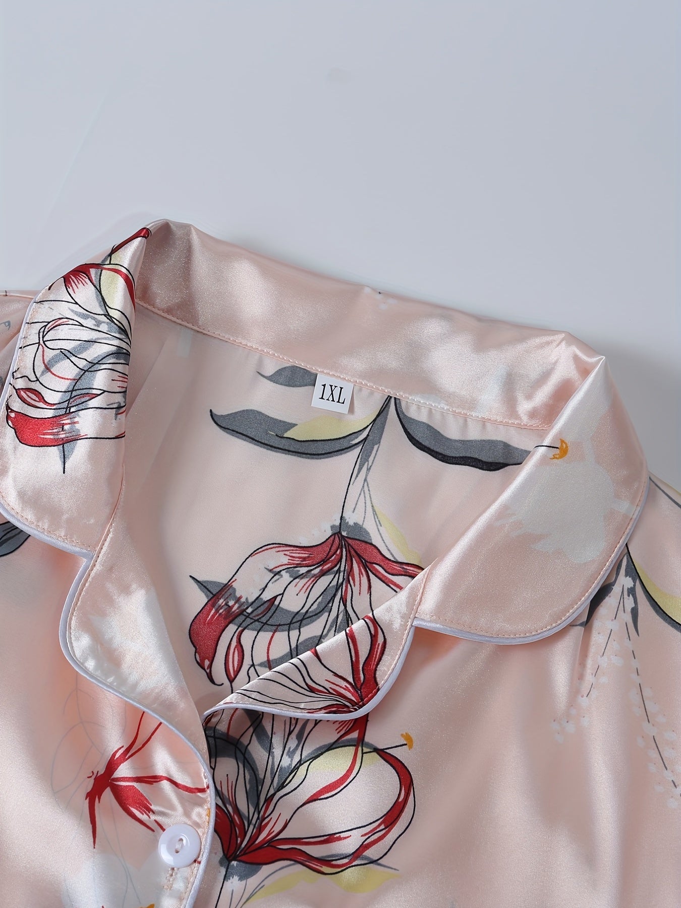 Women's Plus Floral Print Sleep Dress Short Sleeve V Neck Tee Sleep Shirts