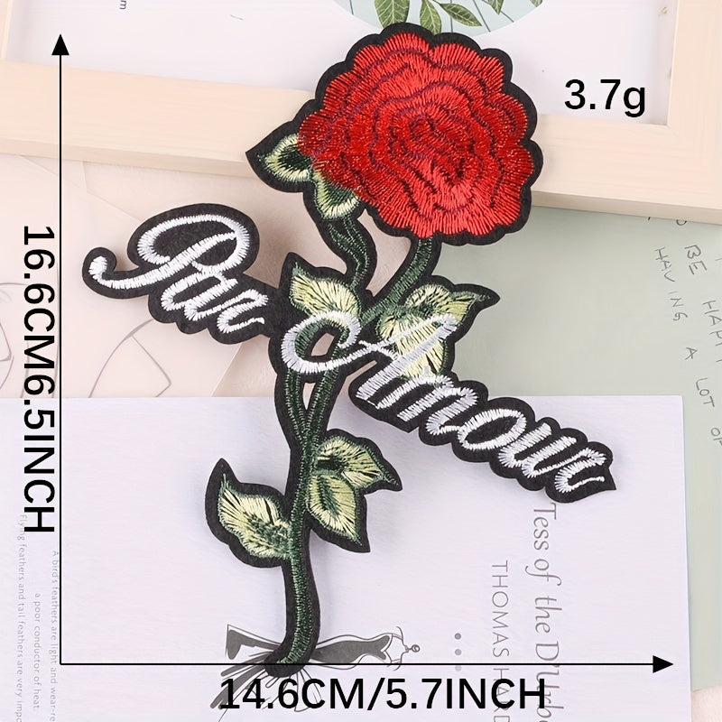 2pcs Flower & Letter Embroidered Patches Girls Hat DIY Iron on Cloth Accessory