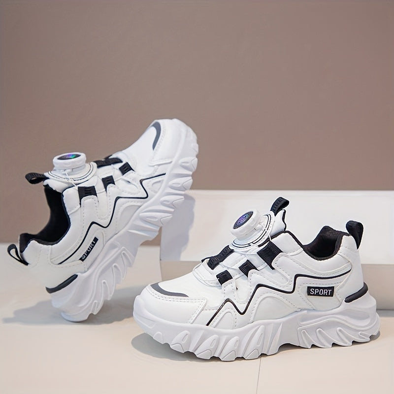 Girl's Chunky Shoes Rotating Buckle Non Slip Sneakers