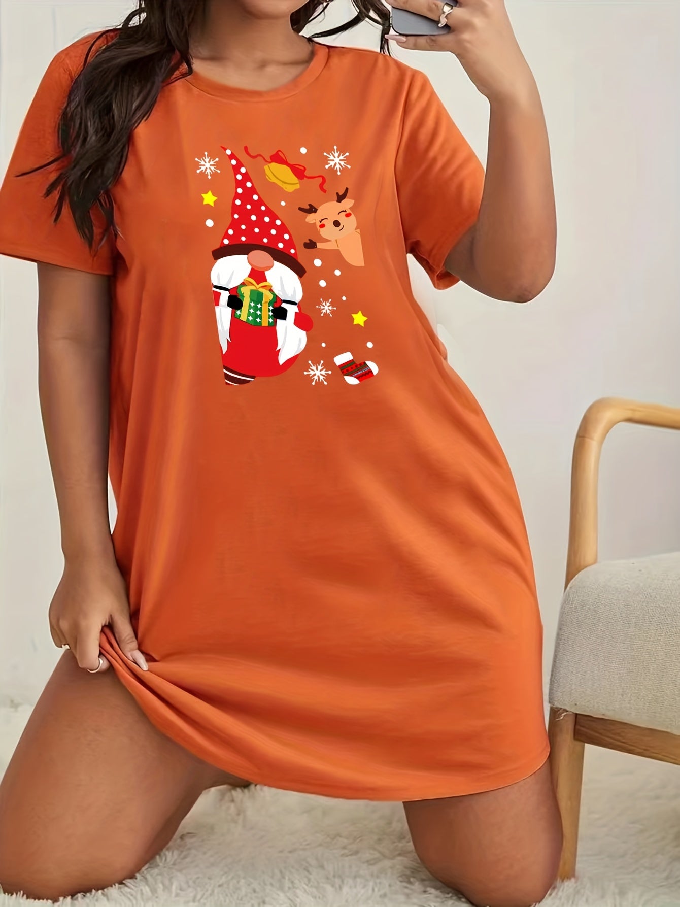 Gnome & Snowflake Deer Lounge Dress