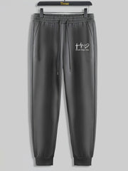 Hearts Letter Print Men's Pants Drawstring Sweatpants Casual Loose Fit