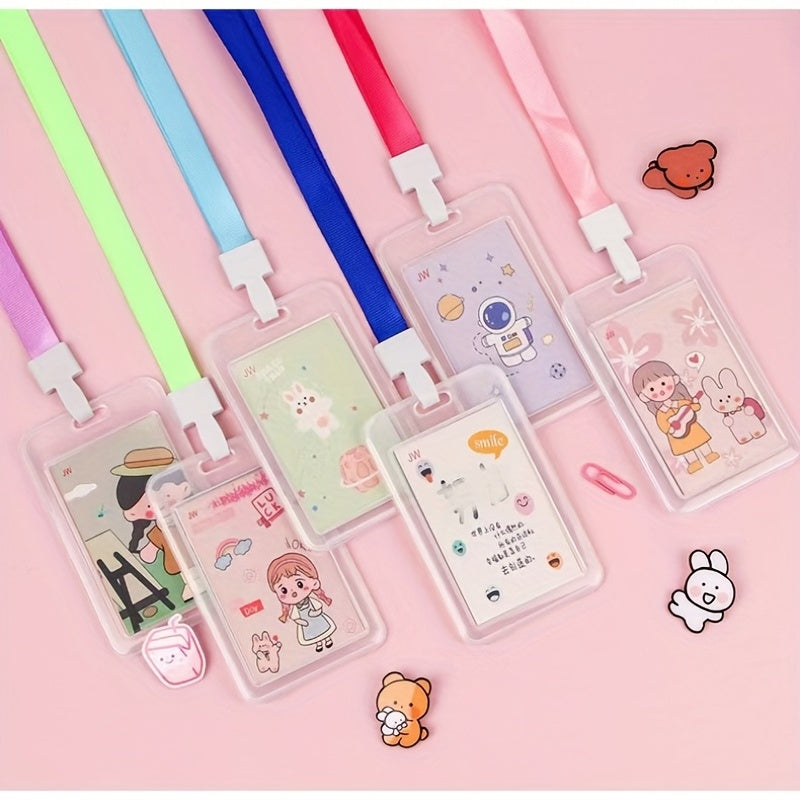 Transparent Card Holder With Lanyard Student ID Business Card Holder