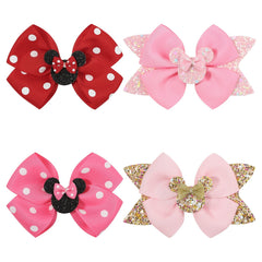 4pcs Sequin Mouse Bow Hair Clips for Girls